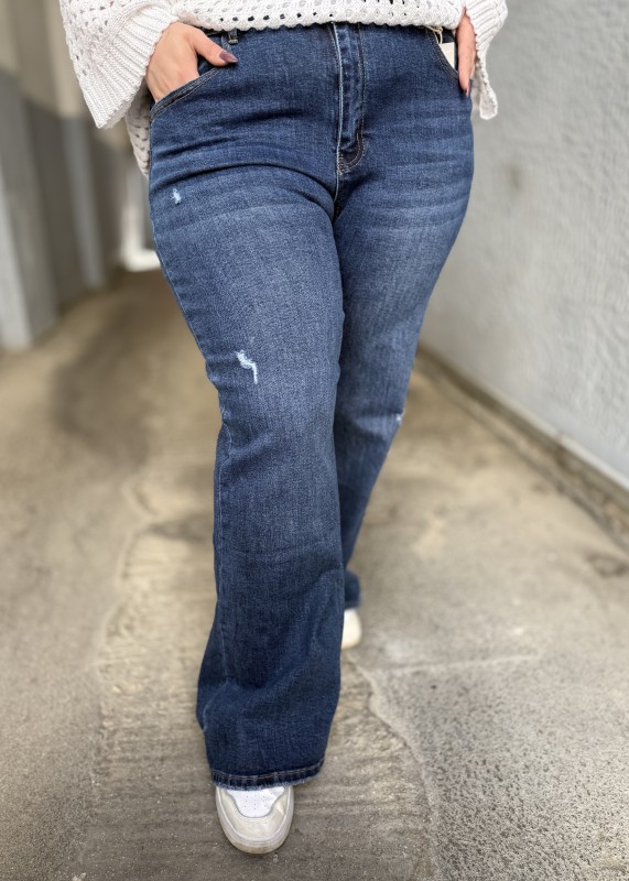 Wide Leg Jean Ελαστικό Μπλε Σκούρο