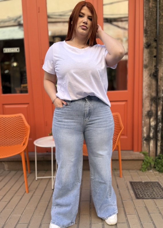 Wide Leg Jean Σε Σταθερό Ύφασμα