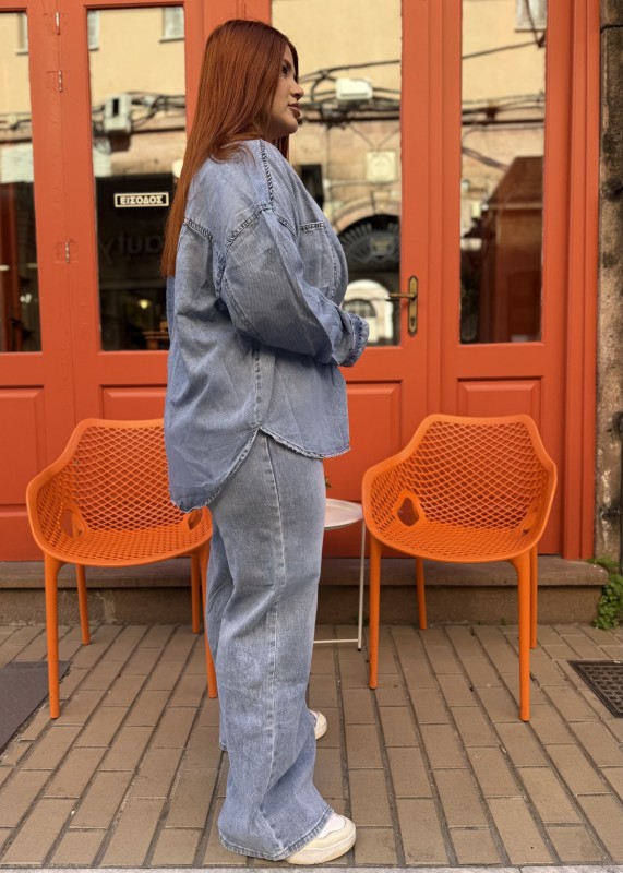 Wide Leg Jean Σε Σταθερό Ύφασμα