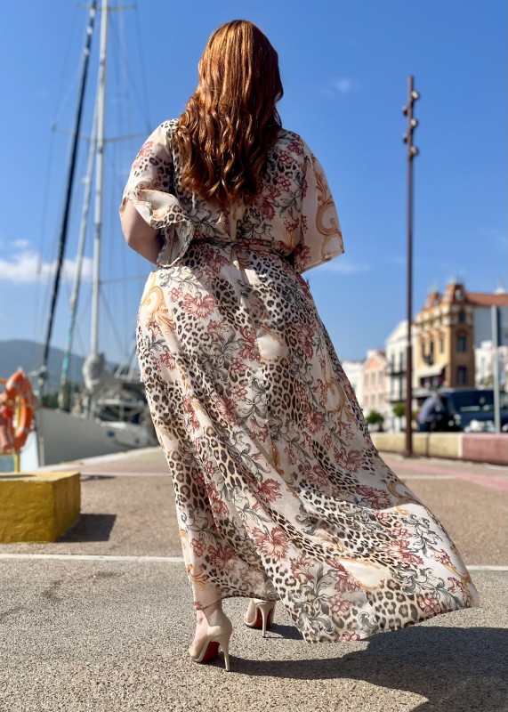 Αμπιγιέ Φόρεμα Σε Γήινες Αποχρώσεις Κρουαζέ Και Ανοίγματα Στους Ώμους