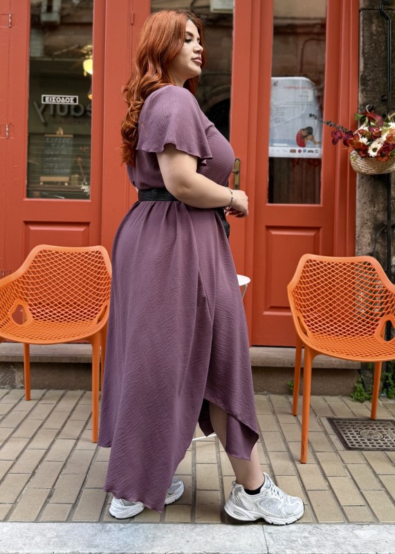 Ασύμμετρο Φόρεμα Με Δροσερό Ύφασμα Με Ανάγλυφη Υφή