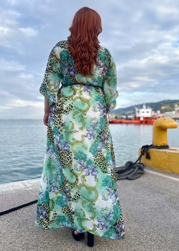 Μακρύ Καλοκαιρινό Φόρεμα  Άνοιγμα  – Animal & Floral Print
