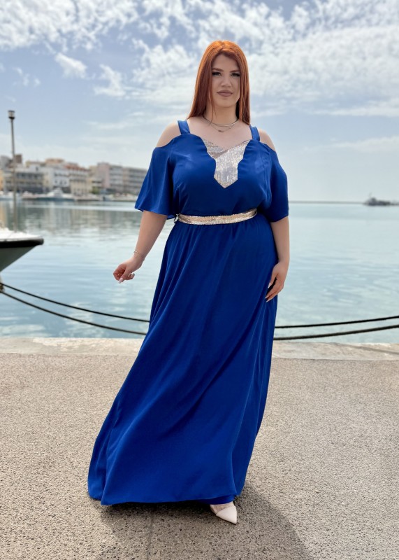 Αμπιγιέ Φόρεμα Με Λεπτομέρειες Παγιέτα Σε Ντεκολτέ Και Ζώνη