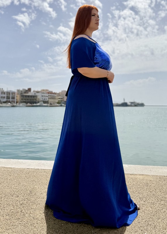 Αμπιγιε Φορεμα Με Χιαστι στους Ωμους Και Παγιετες