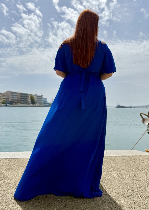 Αμπιγιε Φορεμα Με Χιαστι στους Ωμους Και Παγιετες