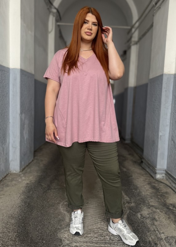 T Shirt  Βαμβακερό Με V Ντεκολτέ