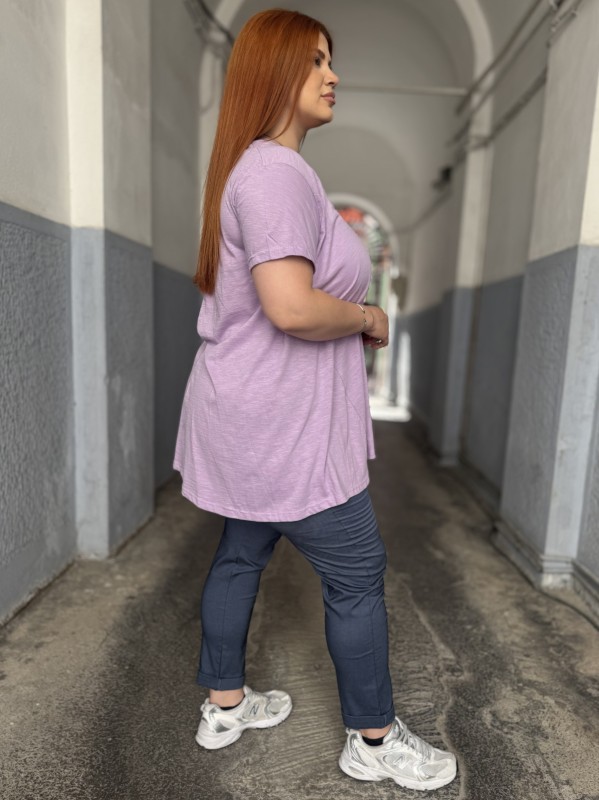 T Shirt  Βαμβακερό Με V Ντεκολτέ