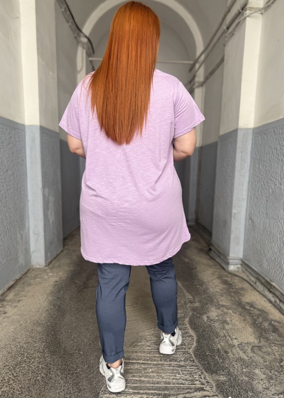 T Shirt Βαμβακερό Με Λαιμοκοψη Ασύμμετρο