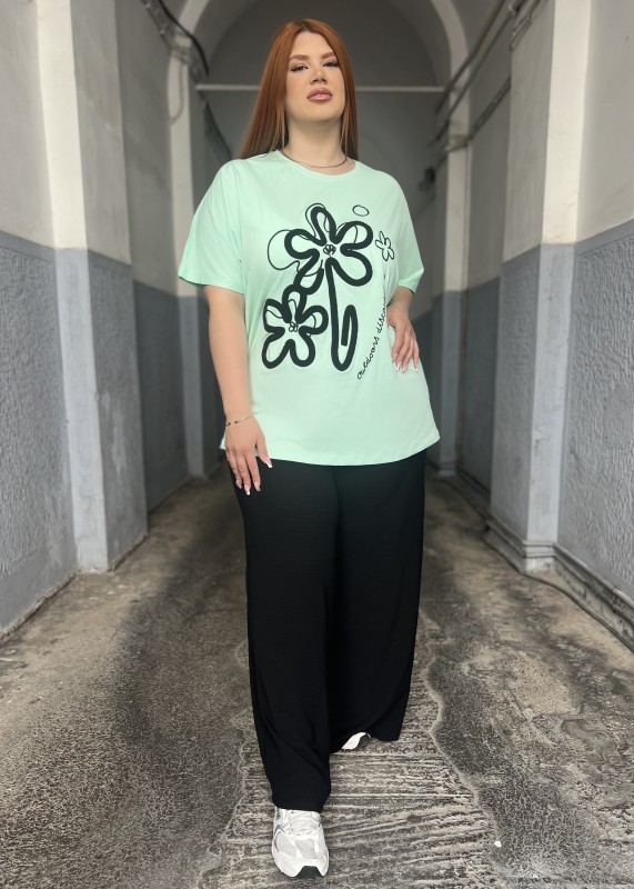 T Shirt Βαμβακερό Με Ανάγλυφο Λουλούδι