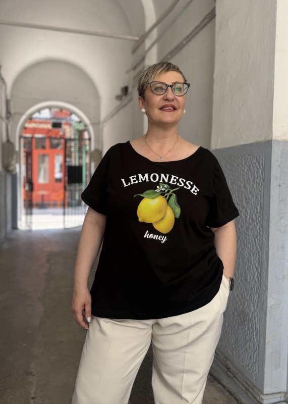 T Shirt Βαμβακερό Με Λεμόνια