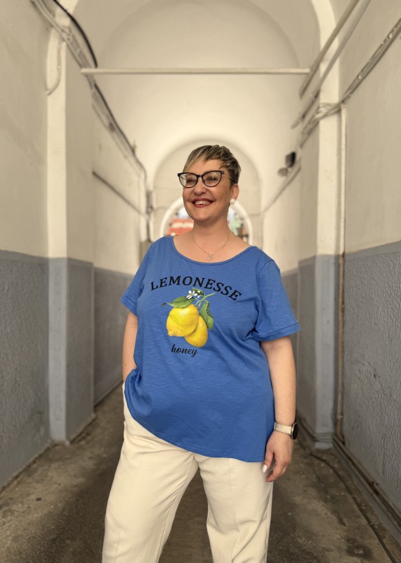 T Shirt Βαμβακερό Με Λεμόνια