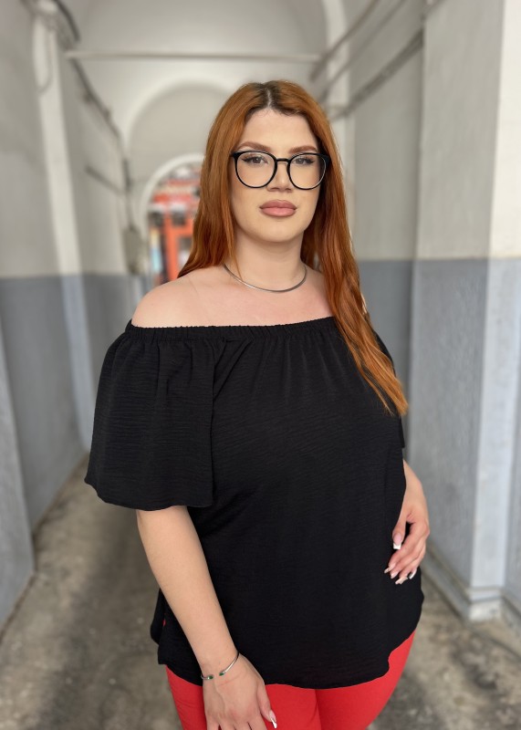 Μπλούζα Off Shoulder Σε Τσαλακωτό Ύφασμα