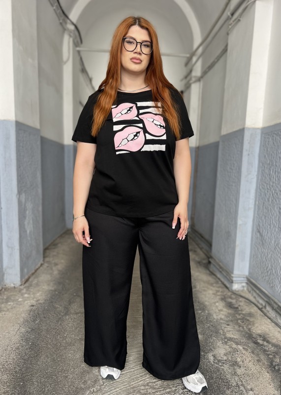 T Shirt Βαμβακερό Με Στάμπα Χείλη