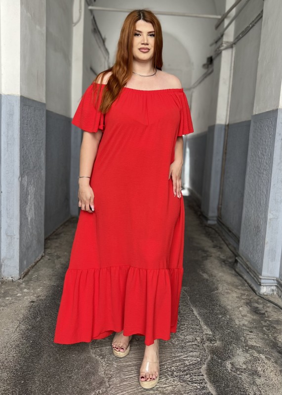 Φόρεμα Αέρινο Σε Τσαλακωτό ΥΦασμα Off Shoulder