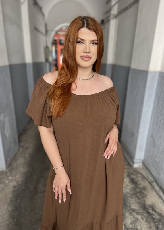 Φόρεμα Αέρινο Σε Τσαλακωτό ΥΦασμα Off Shoulder