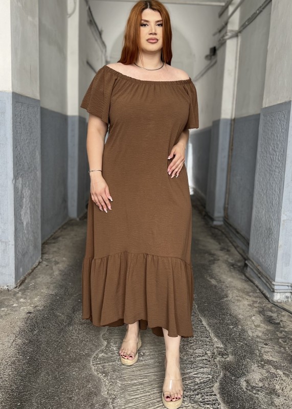 Φόρεμα Αέρινο Σε Τσαλακωτό ΥΦασμα Off Shoulder