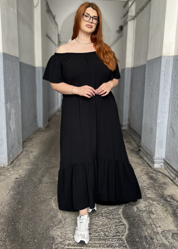Φόρεμα Αέρινο Σε Τσαλακωτό ΥΦασμα Off Shoulder