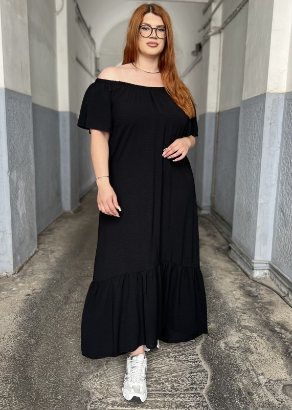 Φόρεμα Αέρινο Σε Τσαλακωτό ΥΦασμα Off Shoulder