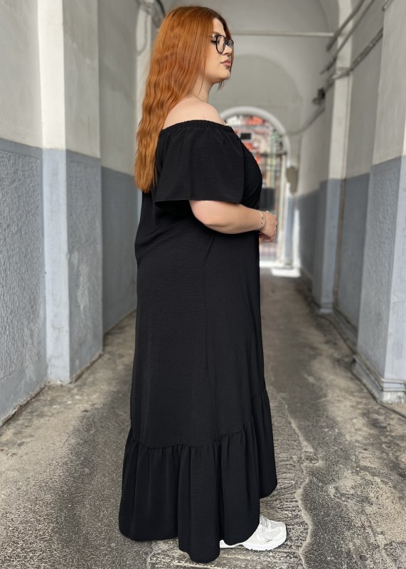 Φόρεμα Αέρινο Σε Τσαλακωτό ΥΦασμα Off Shoulder