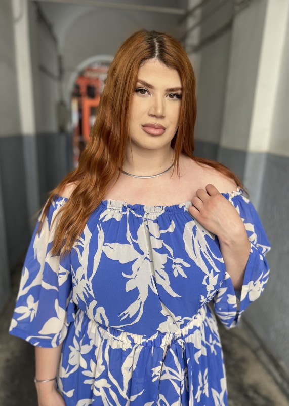 Μπλούζα Φλοράλ Μουσελίνα Off Shoulder