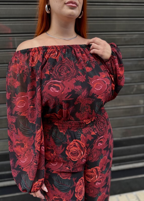 Μπλούζα Off Shoulder -Ύφασμα Ζορζέτα