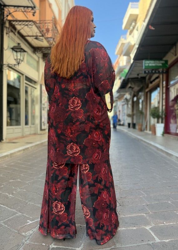 Κιμονό Φλοράλ Ημιδιάφανο (Σετ)