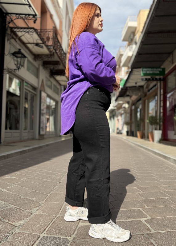 Μαύρο Τζιν Ελαστικό Mom Fit
