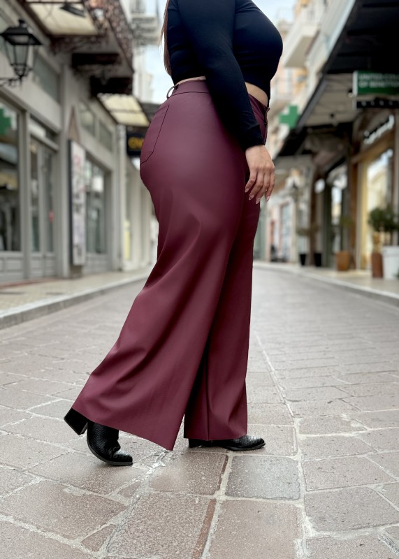 Παντελόνα Wide Leg Δερματίνη