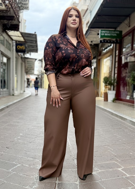 Παντελόνα Wide Leg Δερματίνη