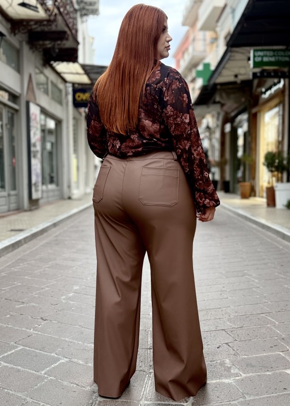 Παντελόνα Wide Leg Δερματίνη
