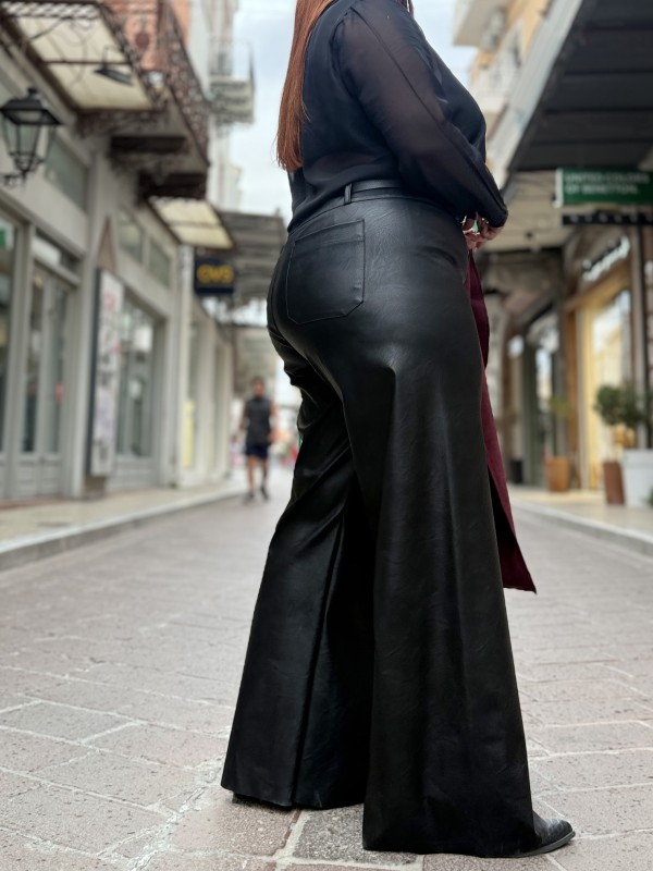 Παντελόνα Wide Leg Δερματίνη