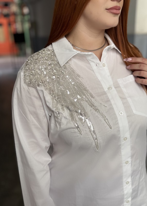 Πουκάμισο Με Λεπτομέρειες Παγιέτας Στον Ώμο