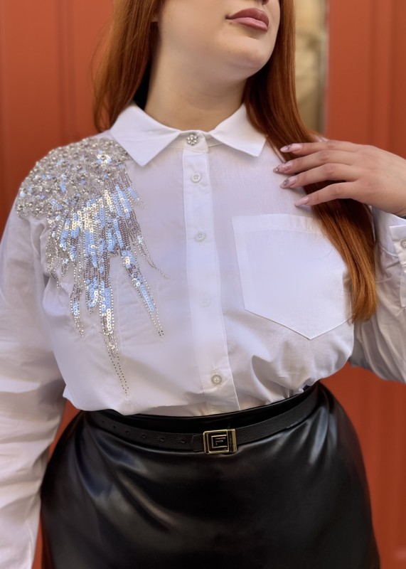 Πουκάμισο Με Λεπτομέρειες Παγιέτας Στον Ώμο