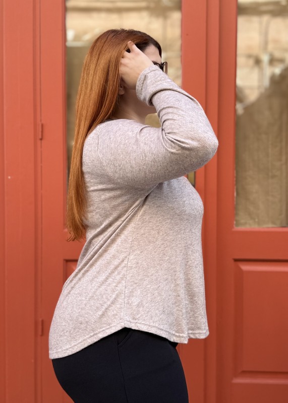 Λεπτή Μάλλινη Μπλούζα Με Διακοσμητικά Κουμπιά Στο Ντεκολτέ