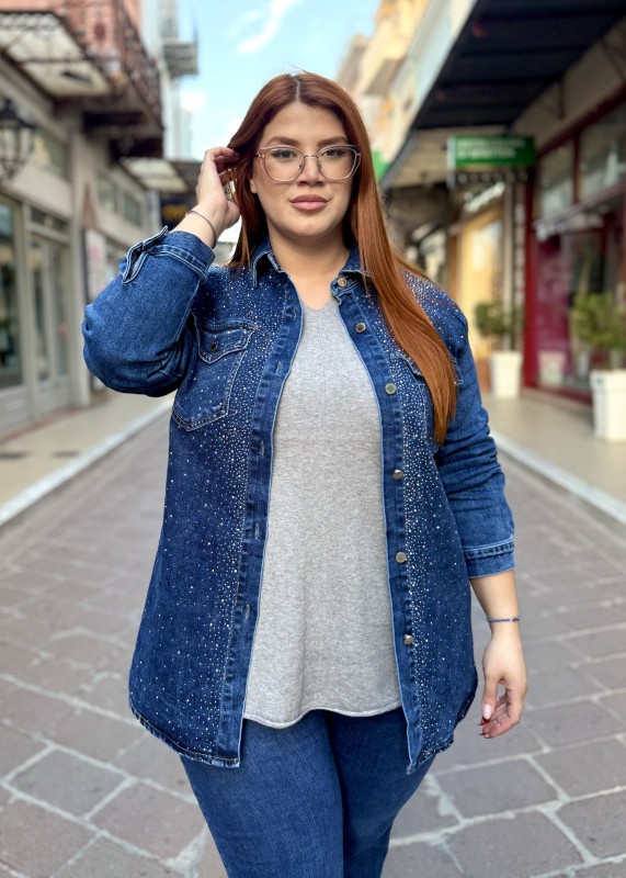 Τζιν Μπουφάν-Πουκάμισο Με Στρας