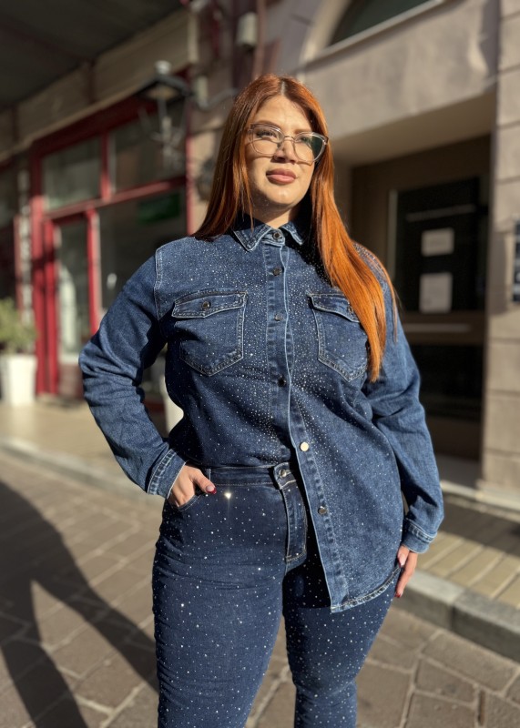 Τζιν Μπουφάν-Πουκάμισο Με Στρας