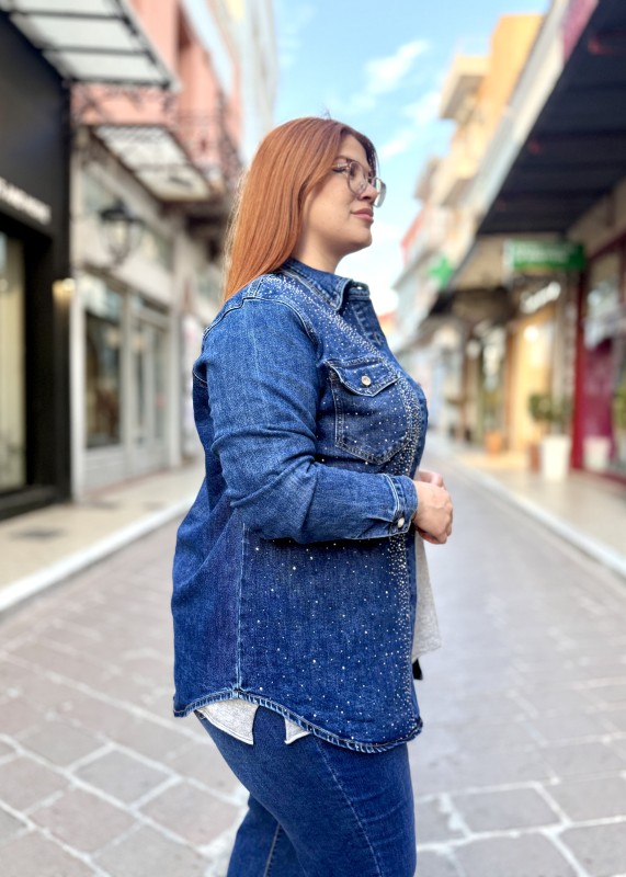 Τζιν Μπουφάν-Πουκάμισο Με Στρας