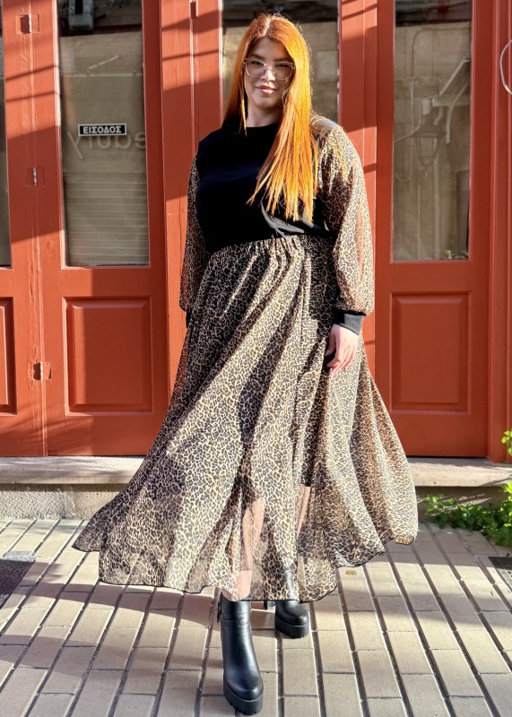 Λεοπάρ Φούστα Με Λάστιχο Στη Μέση