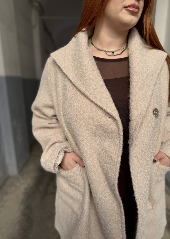 Παλτό Μπουκλέ Με Ασημοκλωστή