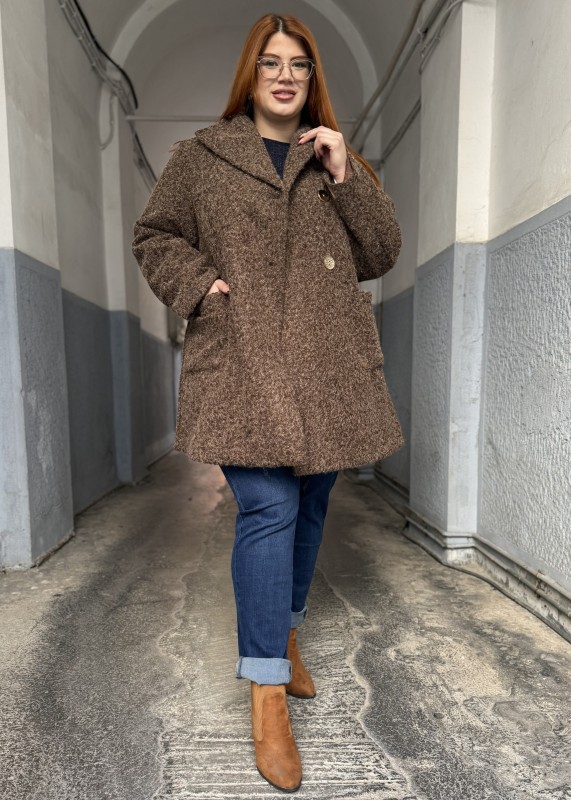 Παλτό Μπουκλέ Με Ασημοκλωστή