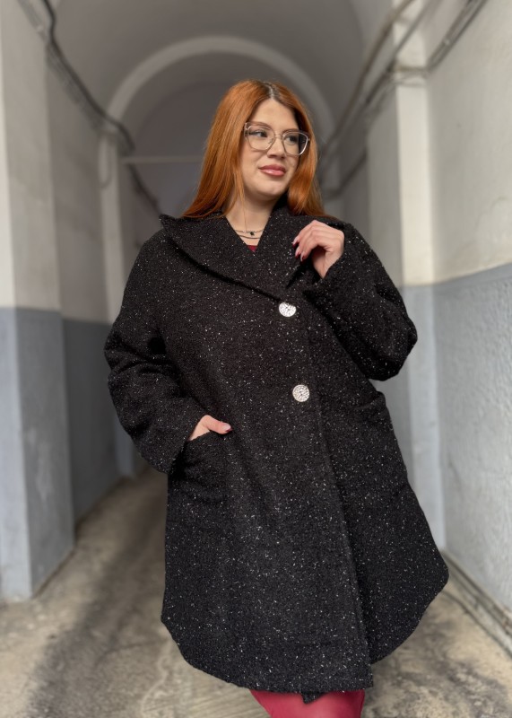 Παλτό Μπουκλέ Με Ασημοκλωστή