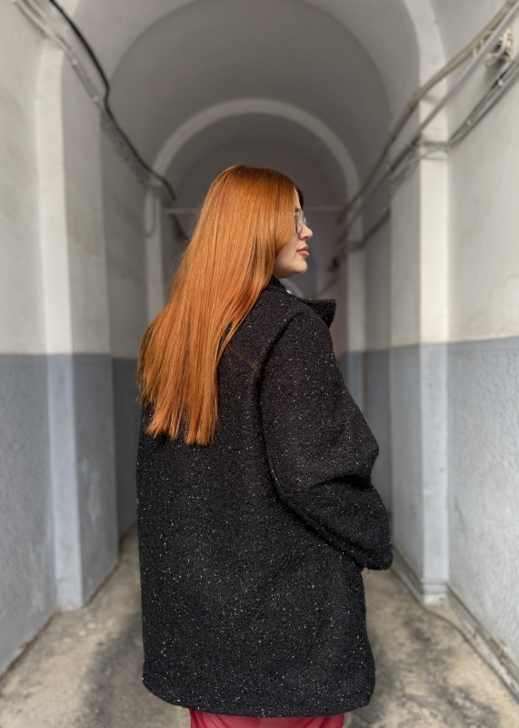 Παλτό Μπουκλέ Με Ασημοκλωστή