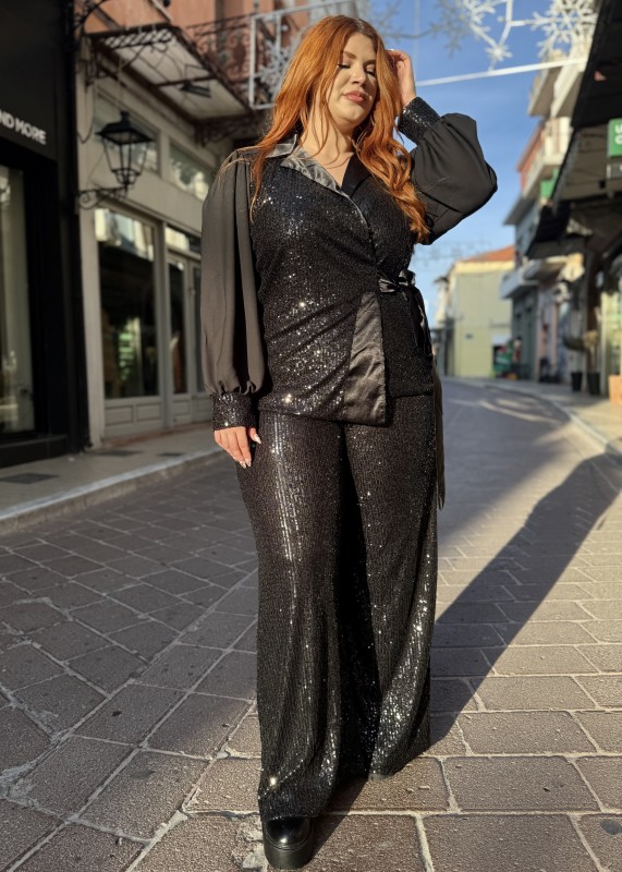 Μπλούζα Κρουαζέ Δετή Με Μουσελίνα Μανίκι