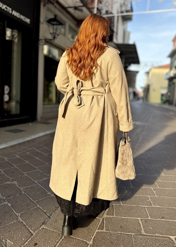 Παλτό Μακρύ Φοδραροσμένο Με Ζώνη