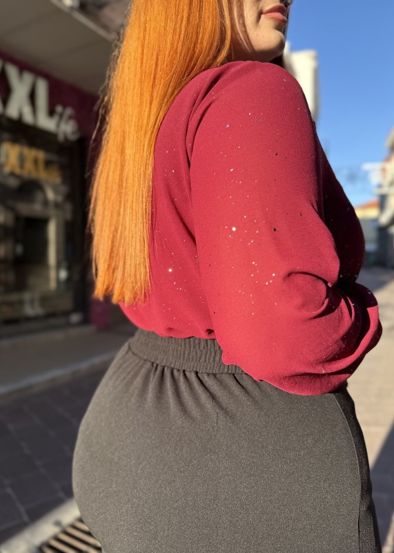 Μπλούζα Μουσελίνα Με Εσωτερική Φόδρα Και Γκλίτερ