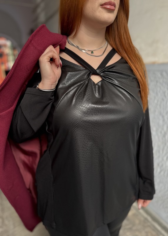 Μπλούζα Μπροστά Δερματίνη Ανάγλυφο Φίδι