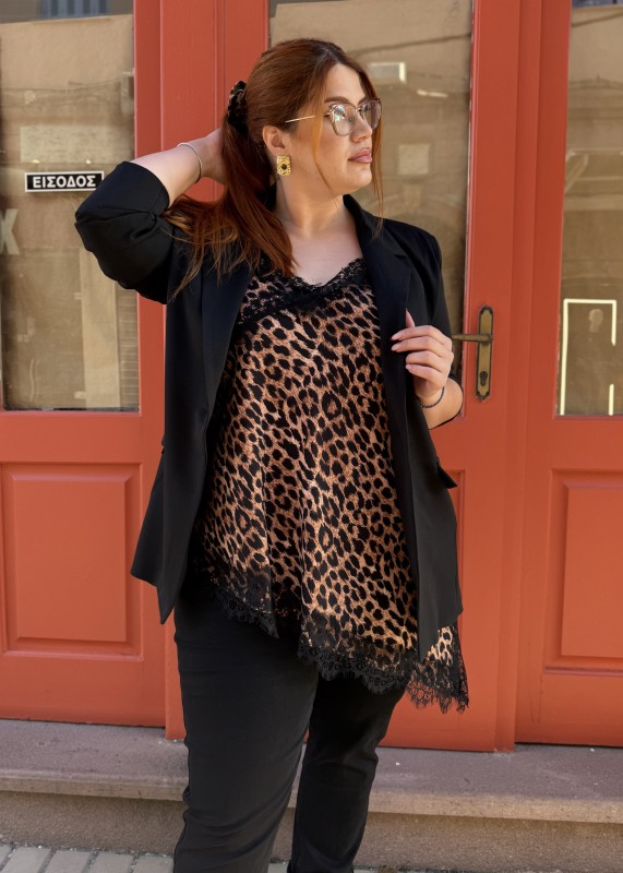 Lingerie Λεοπάρ Ασύμμετρο Με Λεπτομέρειες Δαντέλας