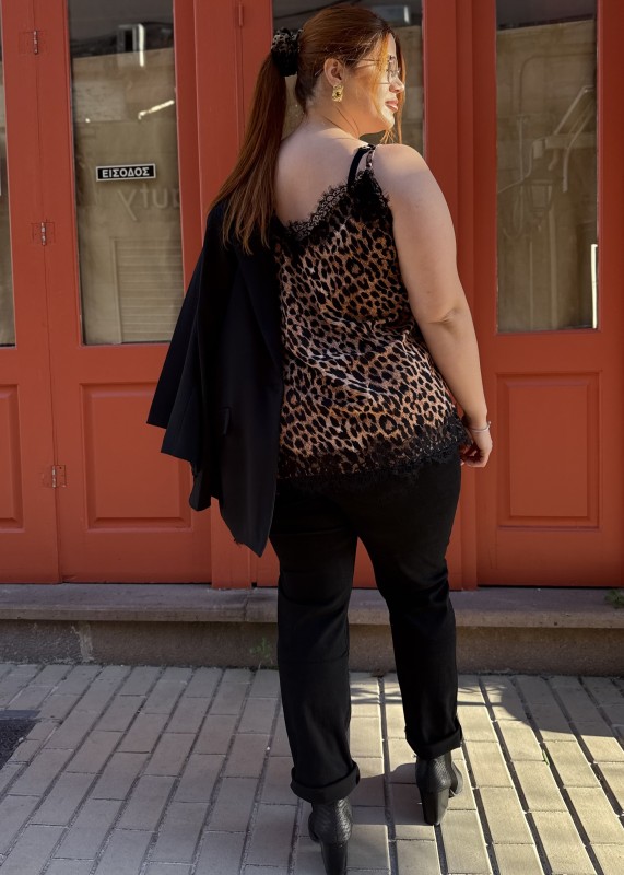 Lingerie Λεοπάρ Ασύμμετρο Με Λεπτομέρειες Δαντέλας