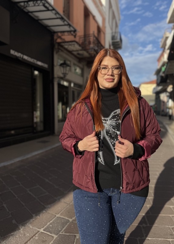 Μπουφάν Καπιτονέ Κοντό Με Κουκούλα