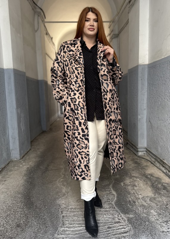 Λεοπάρ Παλτό Φοδραρισμένο Με Κουμπί